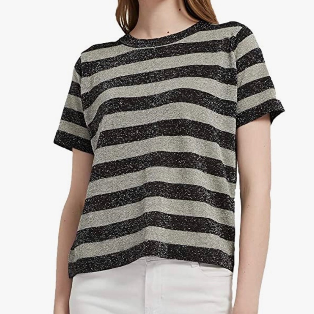 NWOT silver and black tee with sparkled threads